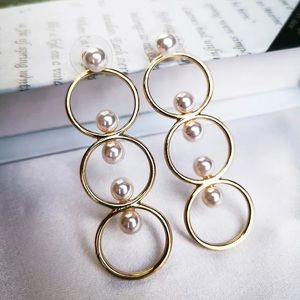 COPY - Circles Pearl Beaded Stud Drop Earrings